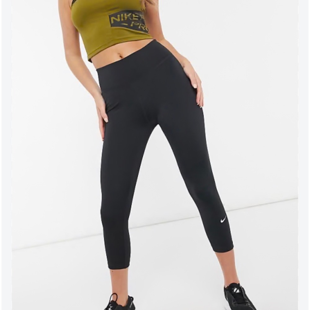 Nike Dri-FIT Women Black Cropped Running Leggings Just Do It